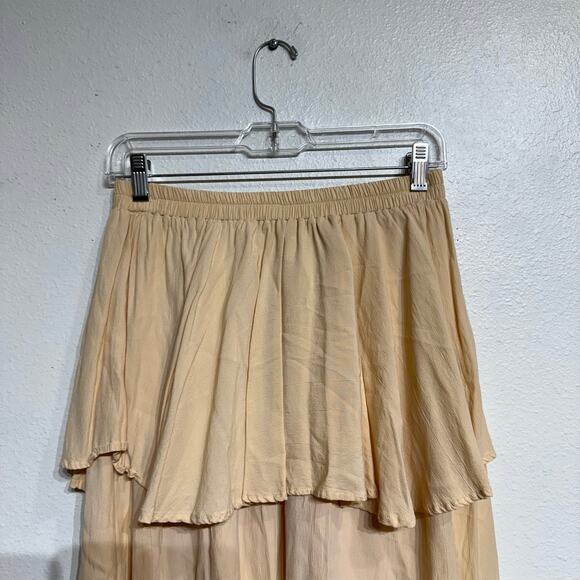 Faithfull the Brand Peach Tiered Ruffle Midi Skirt Sz S - Picture 6 of 9
